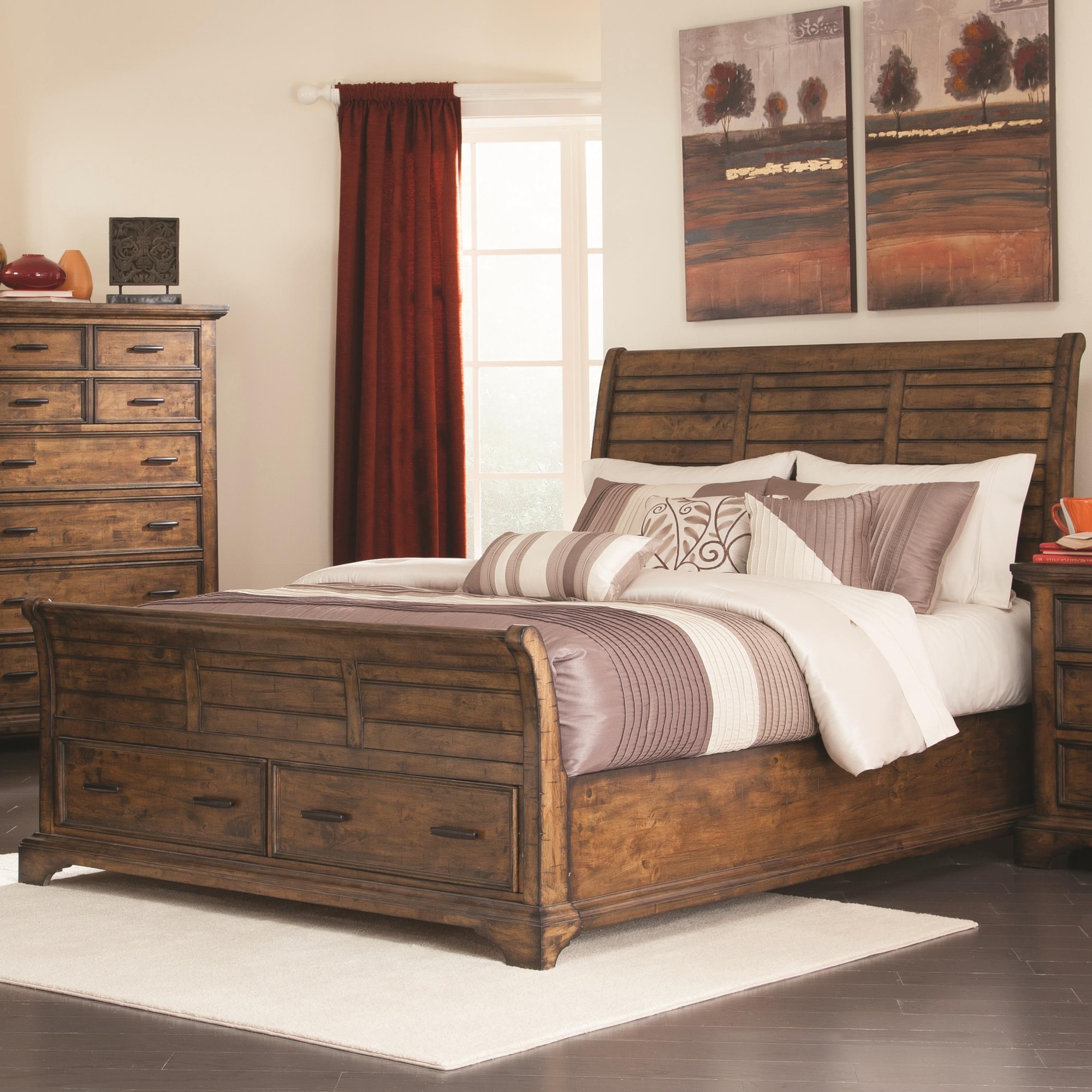 Coaster Elk Grove 203891Q Queen Sleigh Bed with 2 Drawers A1